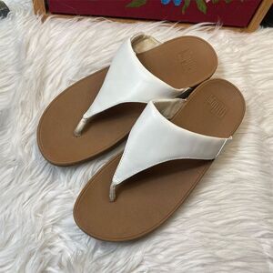 FitFlop Women's Lulu White Leather Wedge Sandals Size 10 Casual Summer